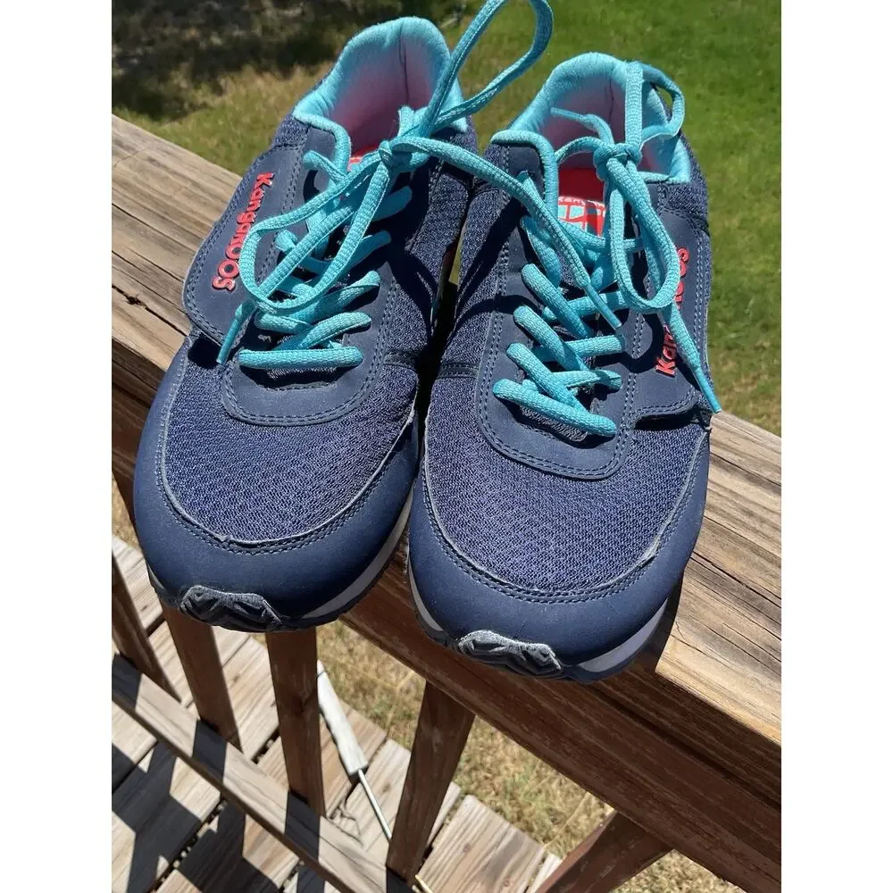Kangaroos Women's Vintage Shoes Size 10 Blue Orange Zip Pocket Pass